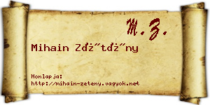 Mihain Zétény névjegykártya